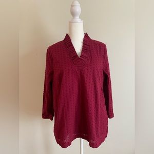 Crown & Ivy Shirt- Womens Large Burgundy